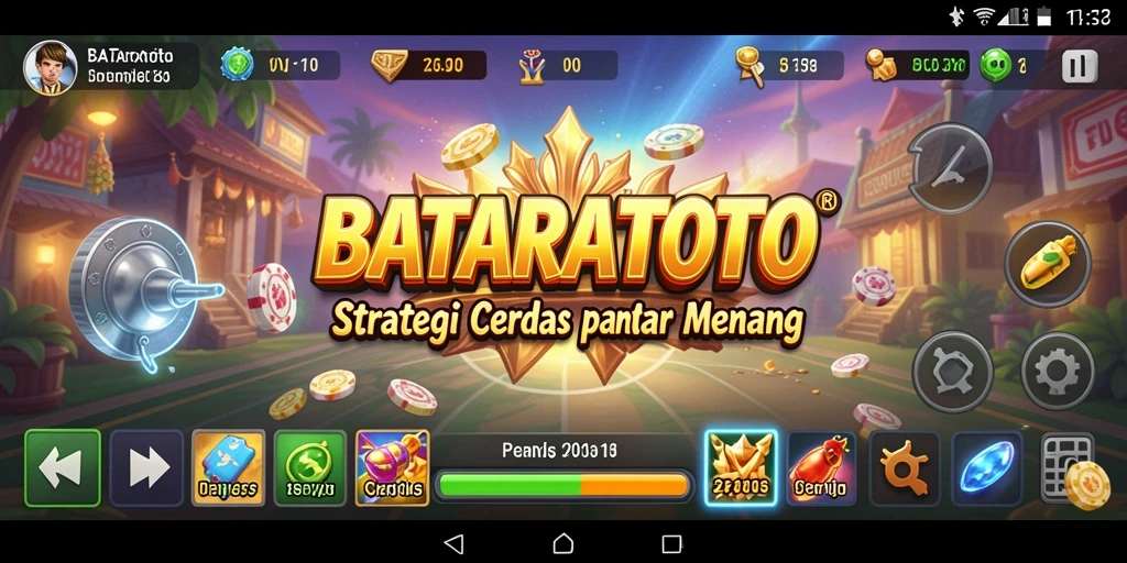 Screenshot utama BATARATOTO dengan tampilan taktik strategi.
