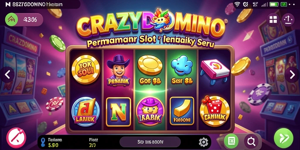 Screenshot utama CRAZYDOMINO menunjukkan gameplay Slot yang mendebarkan.