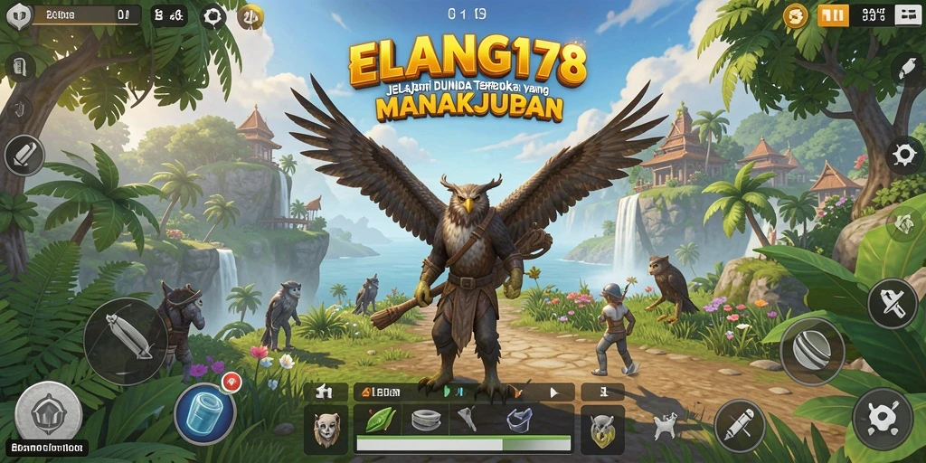 Tangkapan layar gameplay ELANG178 menampilkan eksplorasi dunia terbuka yang luas dan indah.