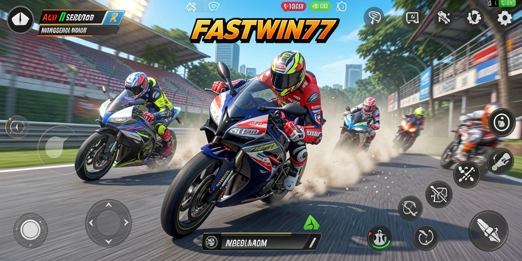 Menampilkan aksi balap sepeda motor yang mendebarkan di FASTWIN77.