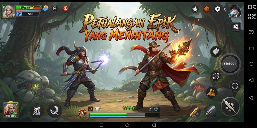 Gameplay FILTER303 yang penuh aksi dan petualangan seru.