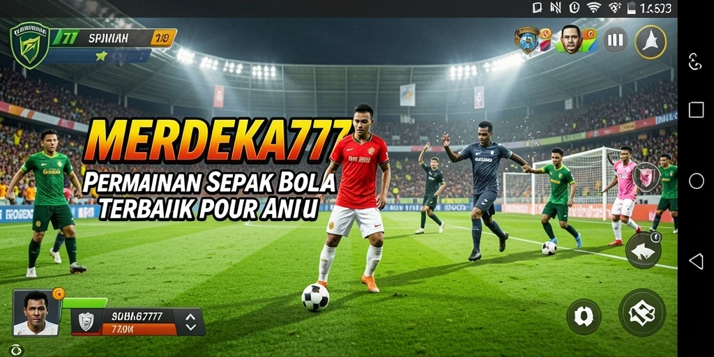 Tampilan gameplay <strong>MERDEKA777</strong> yang memukau dengan aksi sepak bola yang seru.