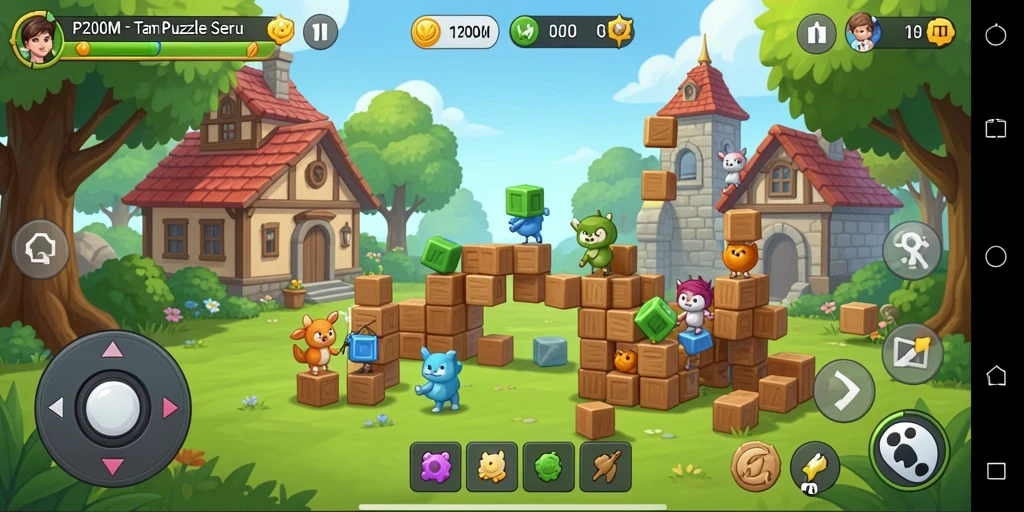 Tampilan gameplay P200M dengan berbagai level puzzle menarik.