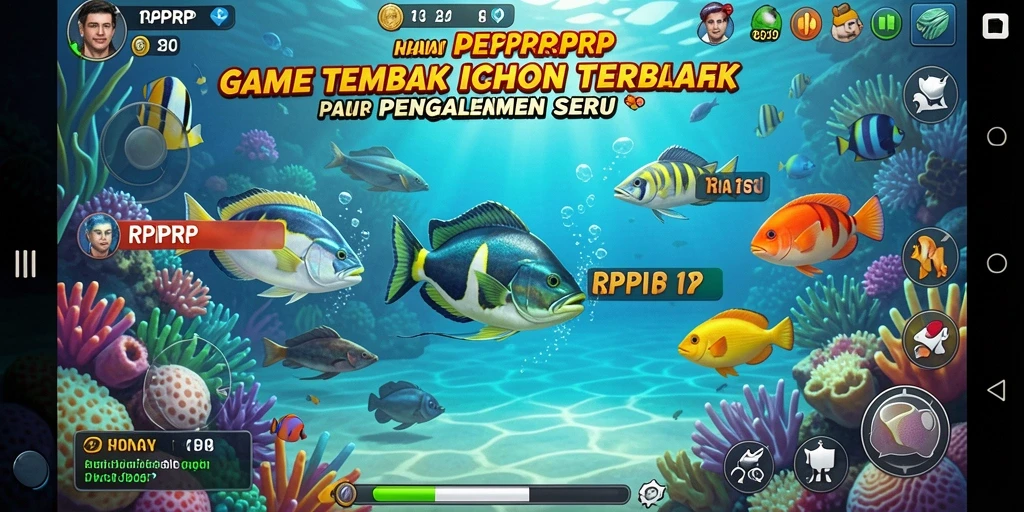 Screenshot RPRPRP menampilkan suasana seru saat menembak ikan.