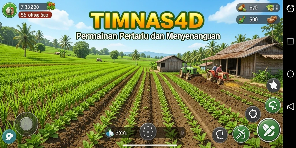 Screenshot gameplay TIMNAS4D yang menunjukkan aktivitas bertani.